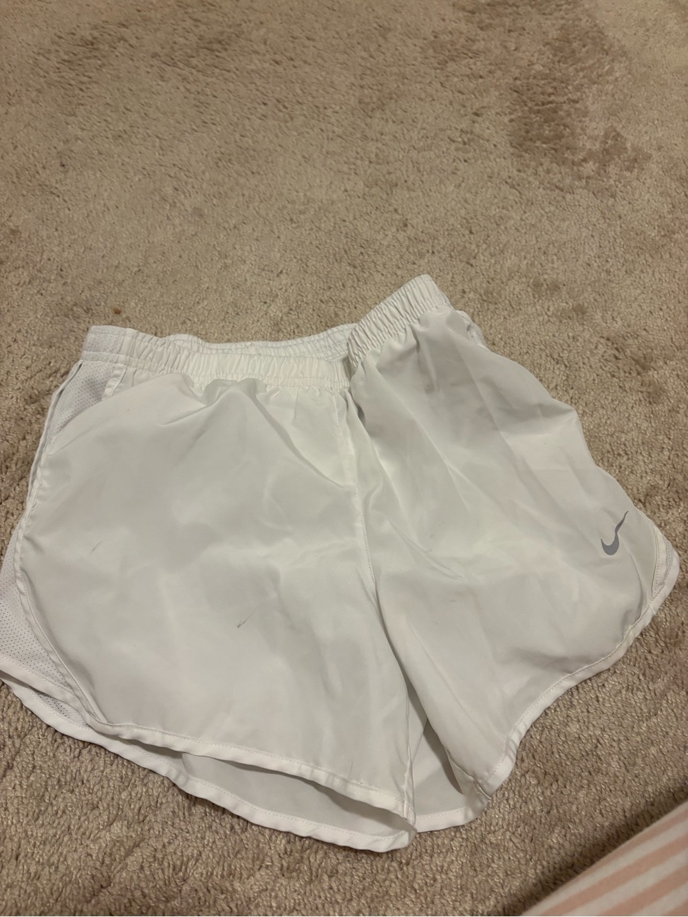 Nike White Women's Athletic Running Shorts with Swoosh